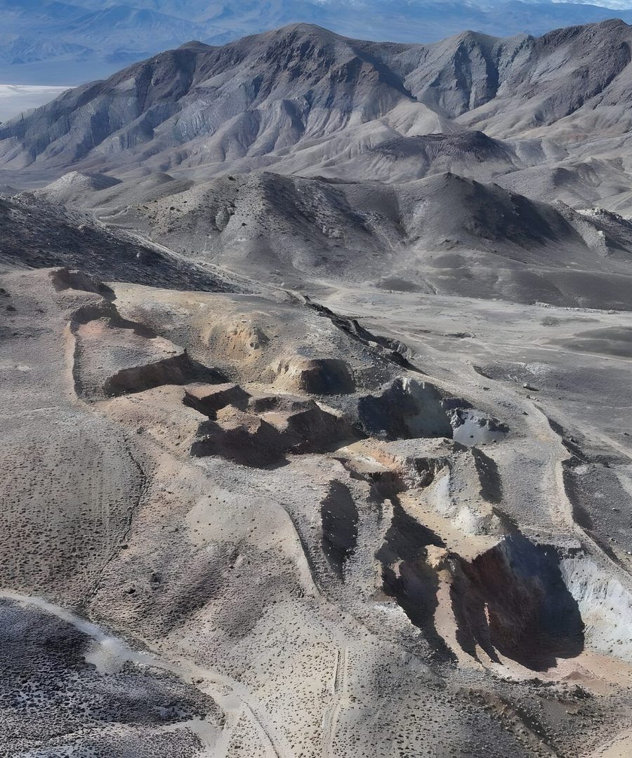 Historic open pits at the Santa Fe Mine